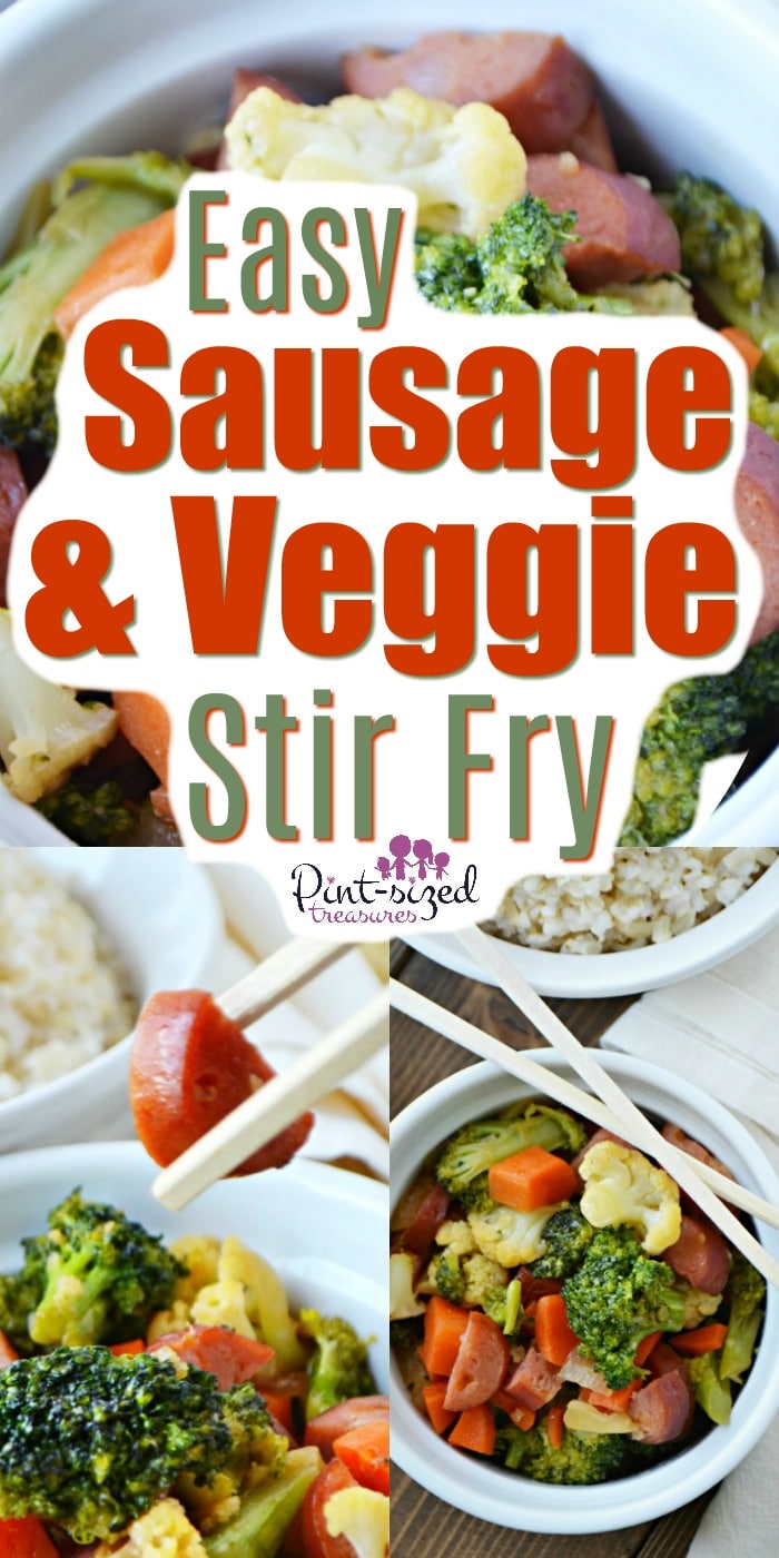 This easy, sausage and veggie stir-fry is super simple and tastes amazing! Pair it with white, jasmine rice and you've have a simple, fun recipe to make every week!