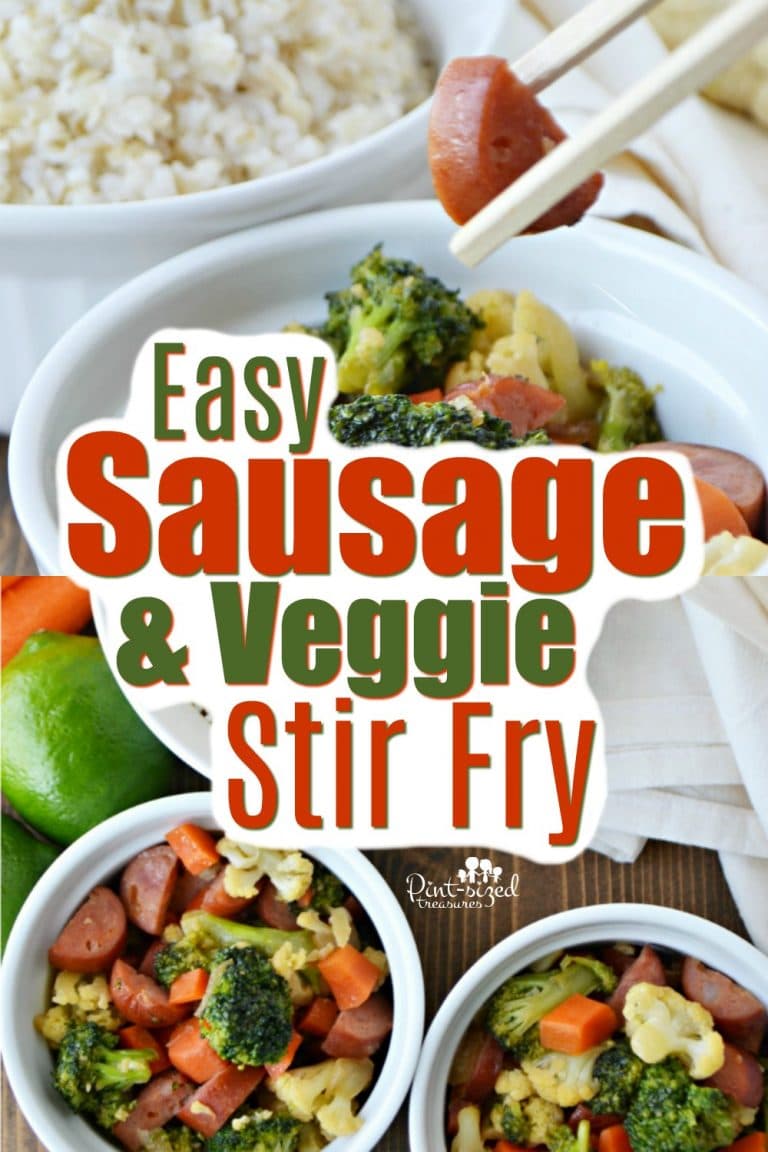 One of our favorite recipes is this Easy, Sausage and veggie stir-fry! It's ready in minutes and uses just a few ingredients to get dinner on the table FAST!