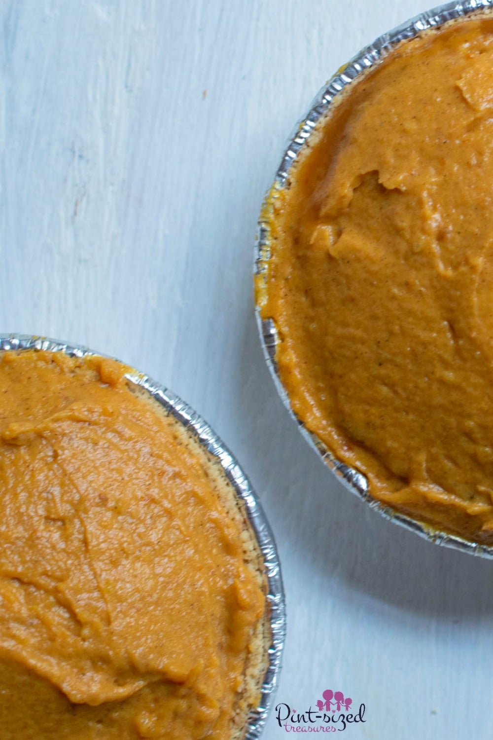salted caramel pumpkin pie mixture in tin pans