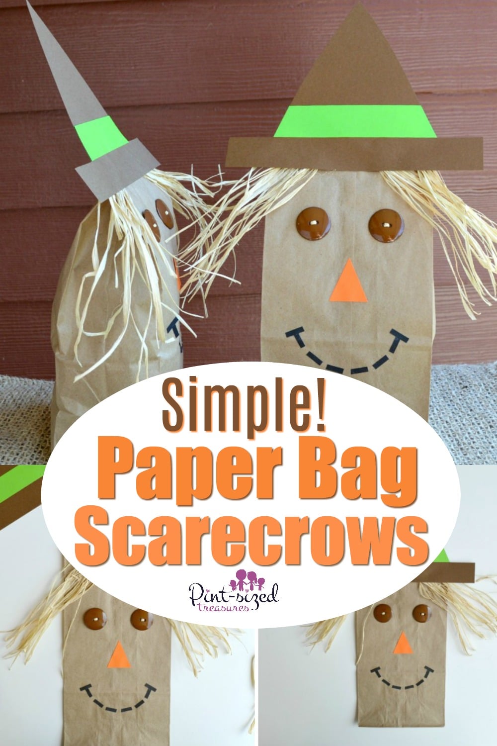 Simple paper bag scarecrow craft kids love