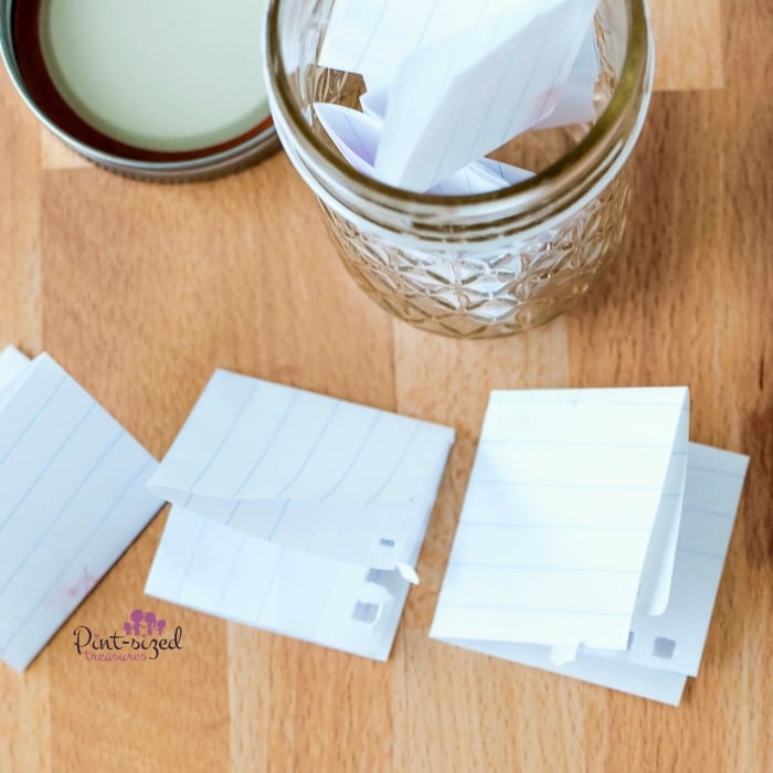 writing notes to kids to put in a jar