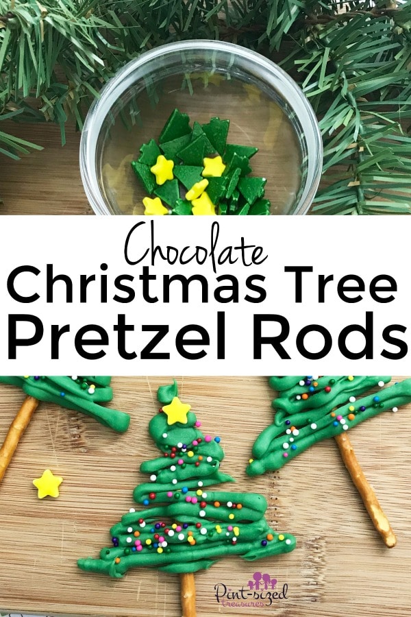 Chocolate covered Christmas tree pretzels