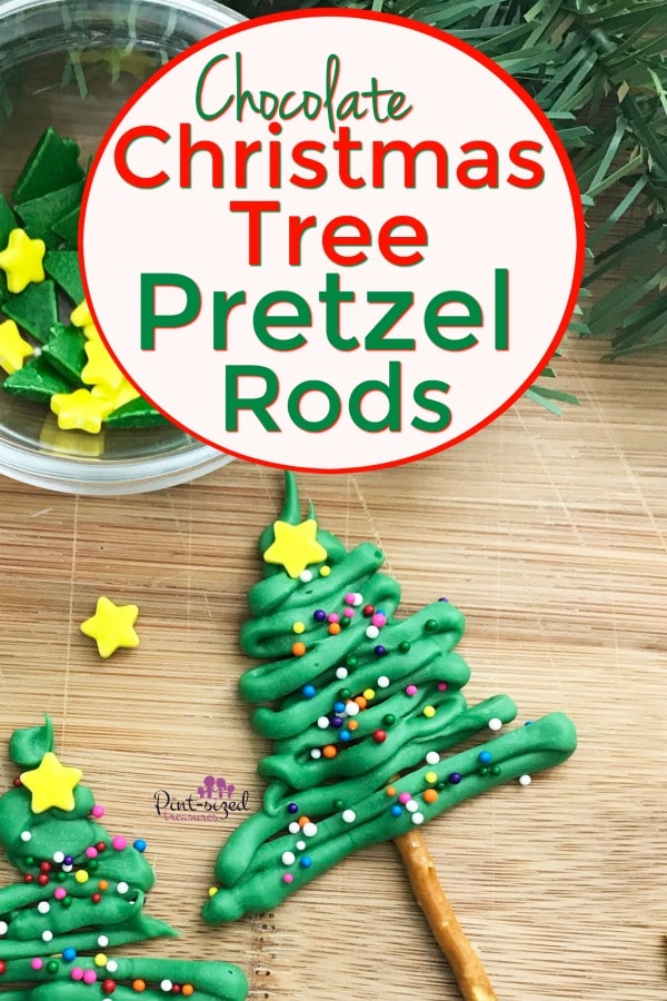 edible Christmas trees made from pretzels