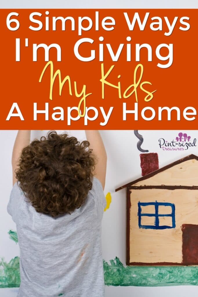 a happy child playing at home