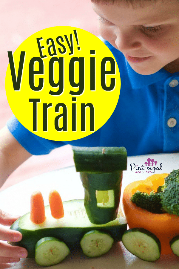 veggies tray for kids made into a veggie train