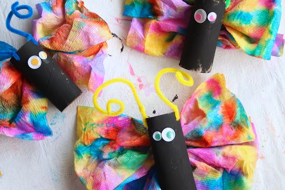 toilet paper butterflies craft for kids