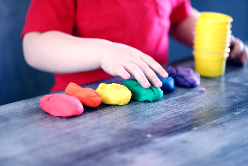 playing with play dough for a quiet time activity idea