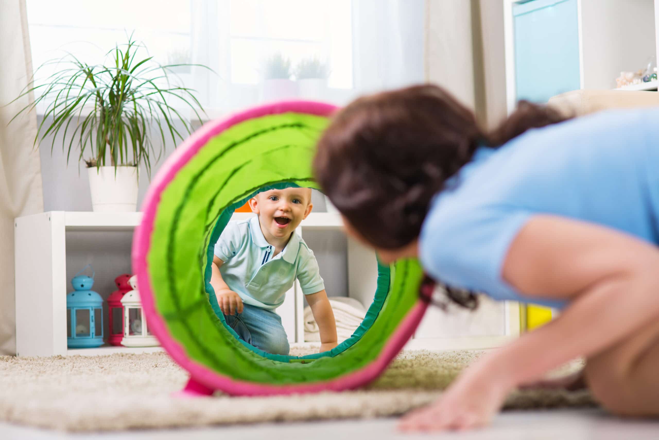 homeschool mom playing with child
