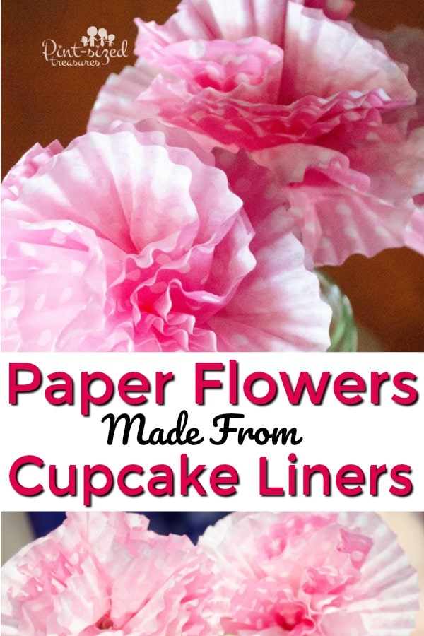 easy paper flower craft made from cupcake liners