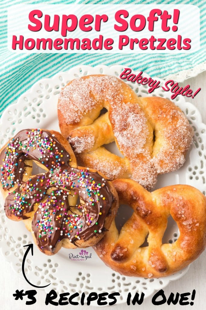 soft pretzels laid on plate for serving