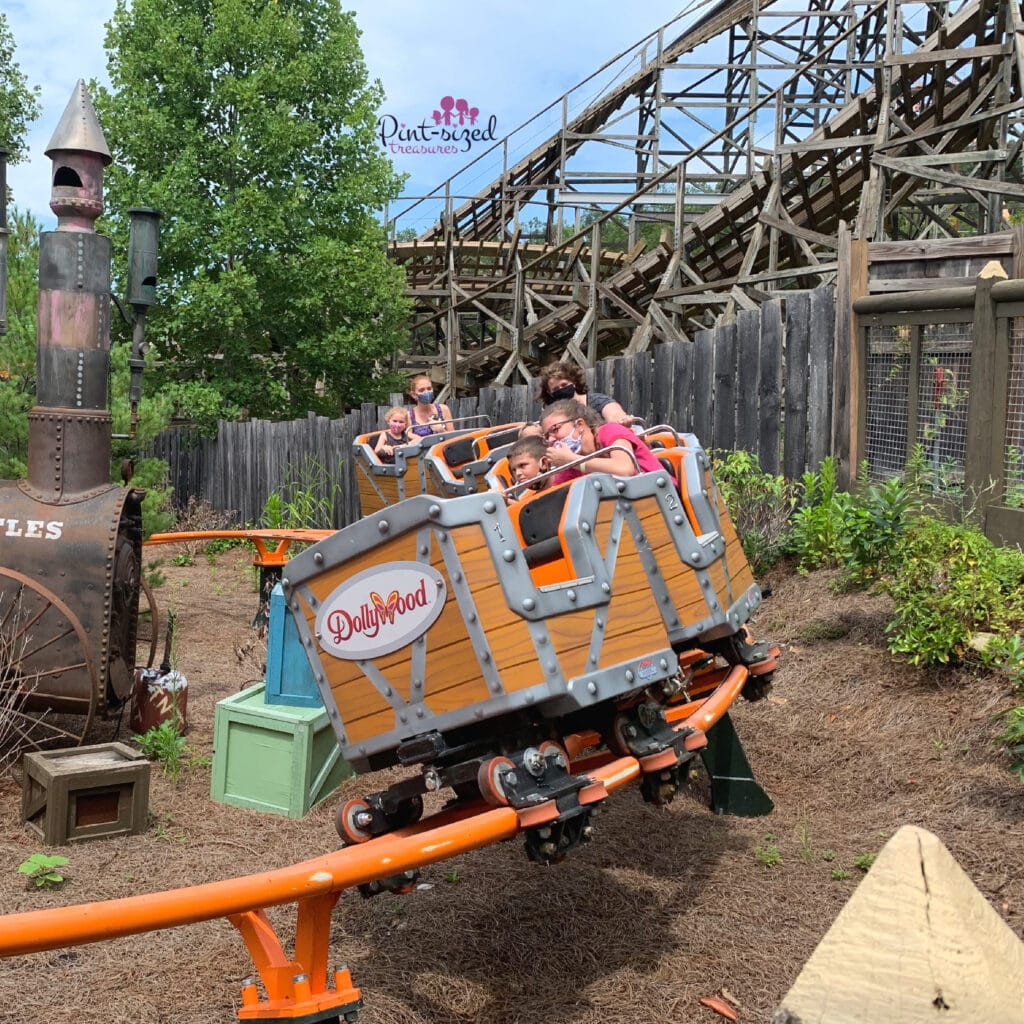 riding the roller coaster in Dollywood