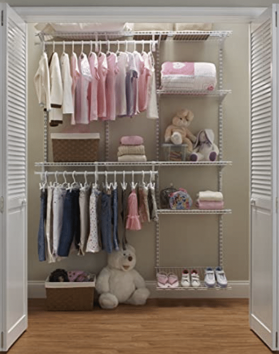 organizing shelves for cleaning the closet
