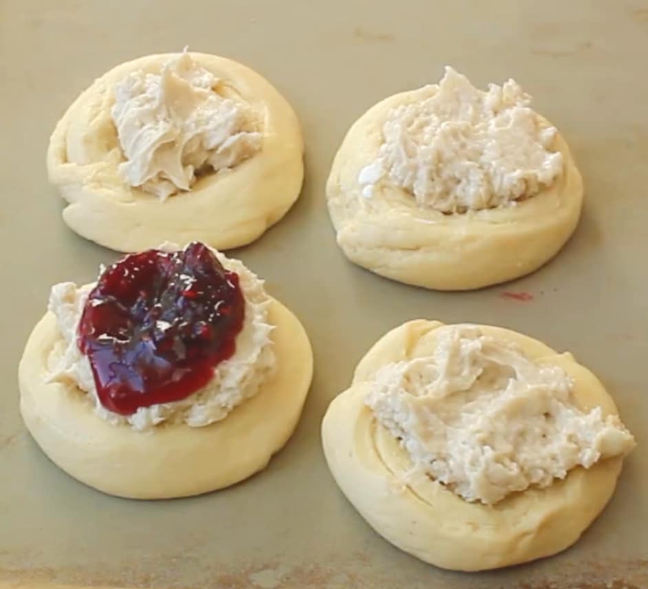 adding preserves to danishes