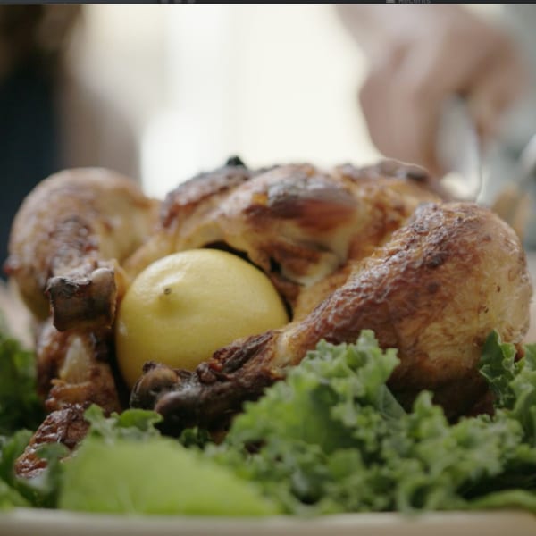 carving the cooked turkey