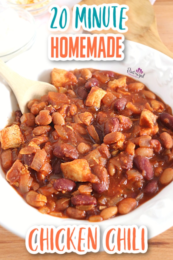 serving the homemade chicken chili
