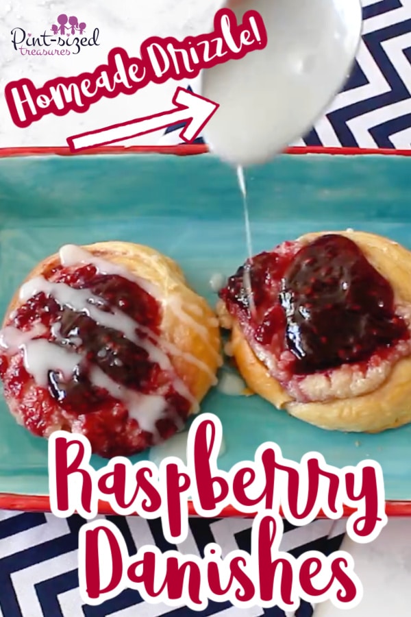 adding drizzled to raspberry cream cheese danish