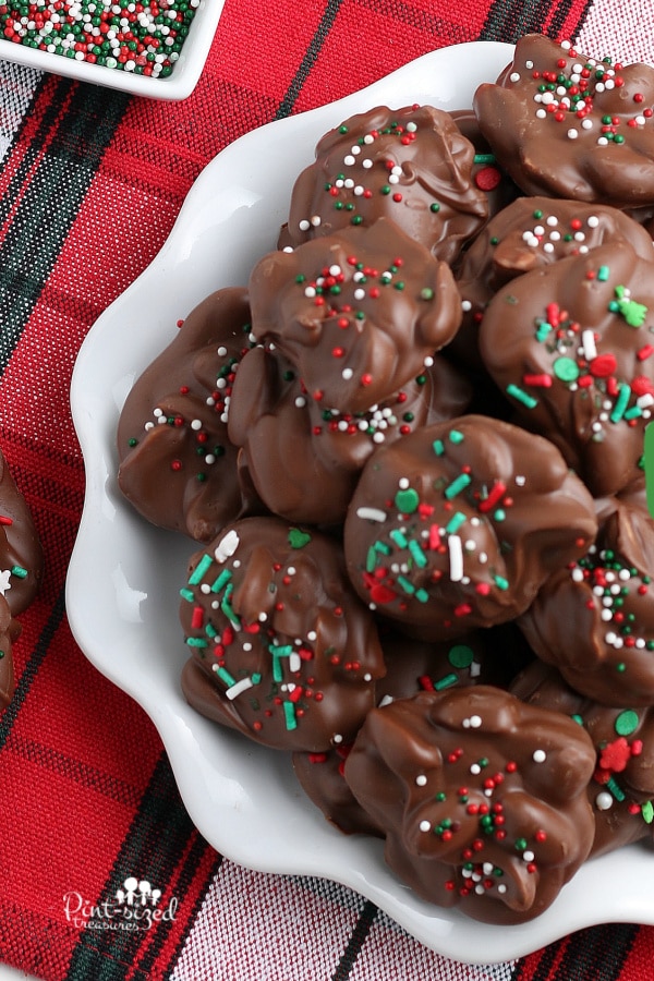 Crock pot Christmas candy on white plate