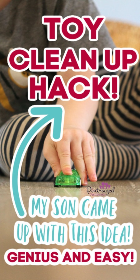 young boy playing with toys before he uses the toy clean up hack