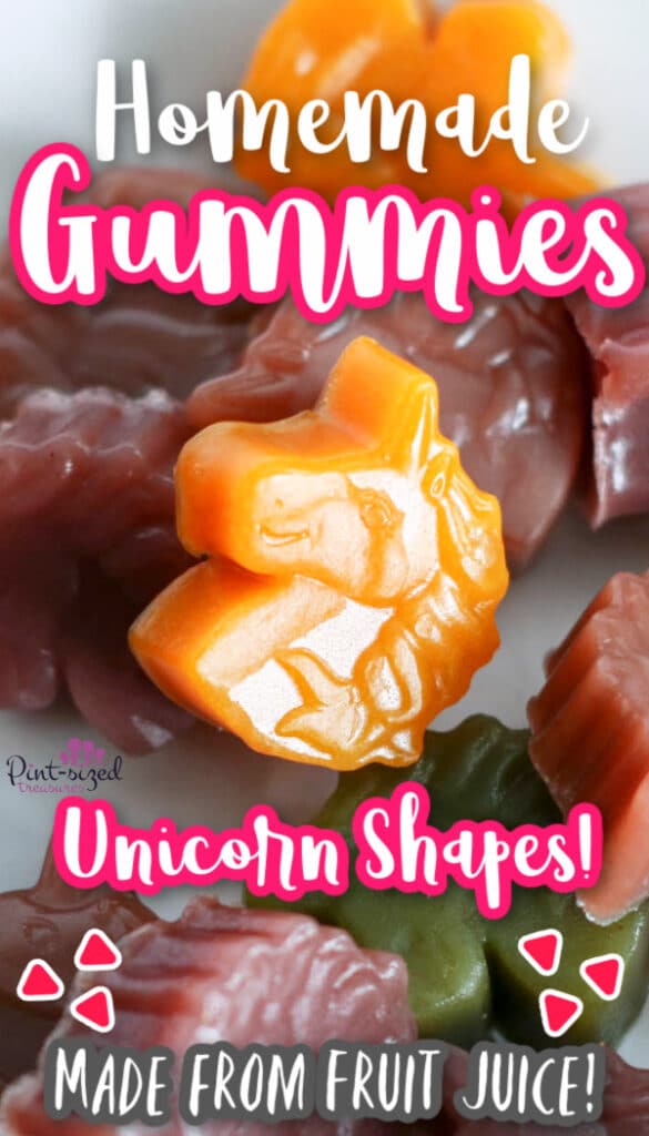 close up of a unicorn shaped homemade gummy snack
