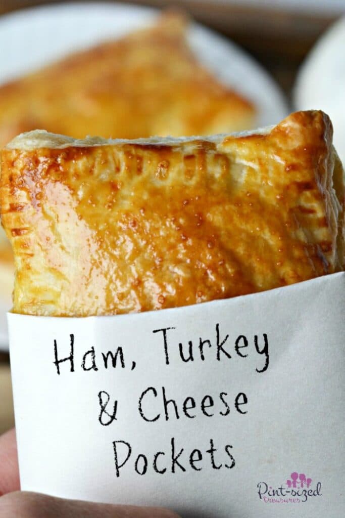 holding a ham pocket made with leftover ham