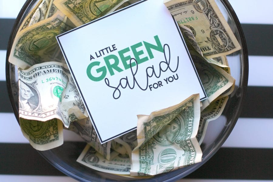 giving cash in a salad bowl