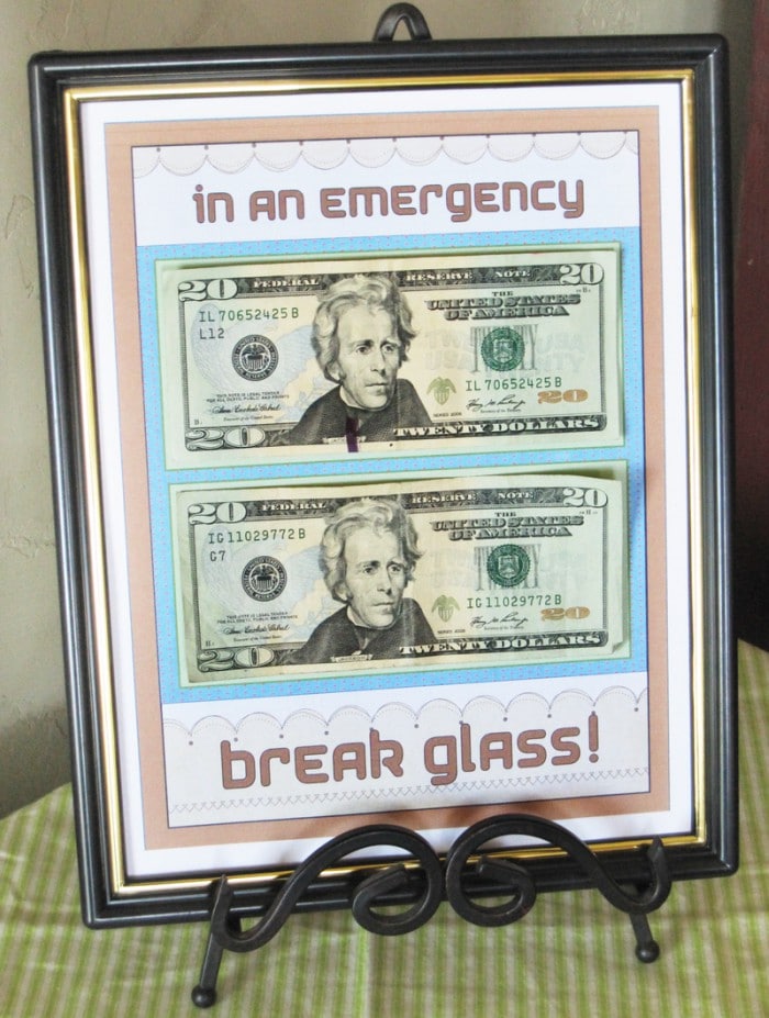 putting cash in a Fram as a gift
