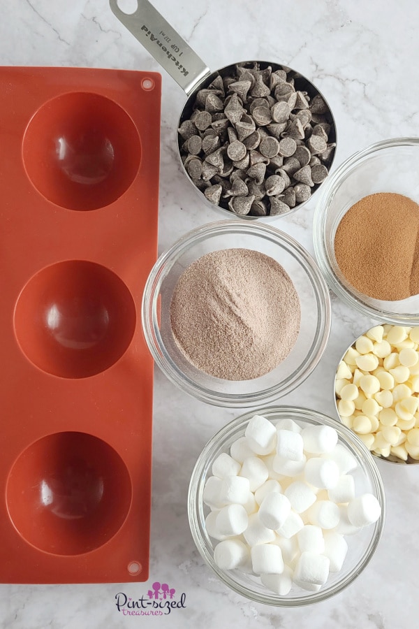 ingredients needed to make mocha hot chocolate bombs