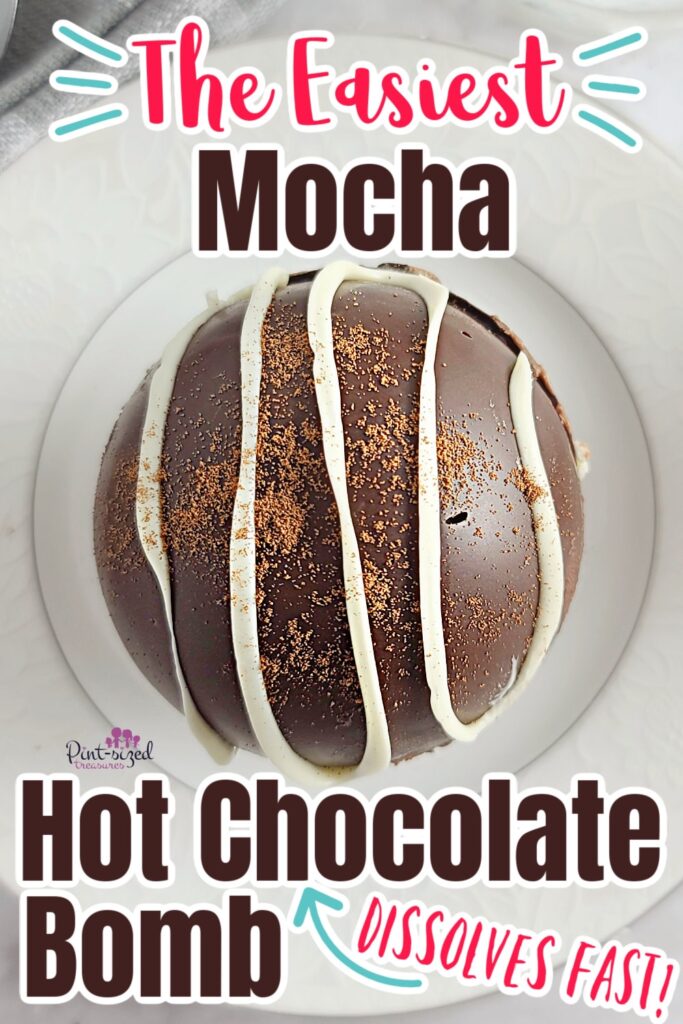 close up of mocha hot chocolate bomb on serving plate