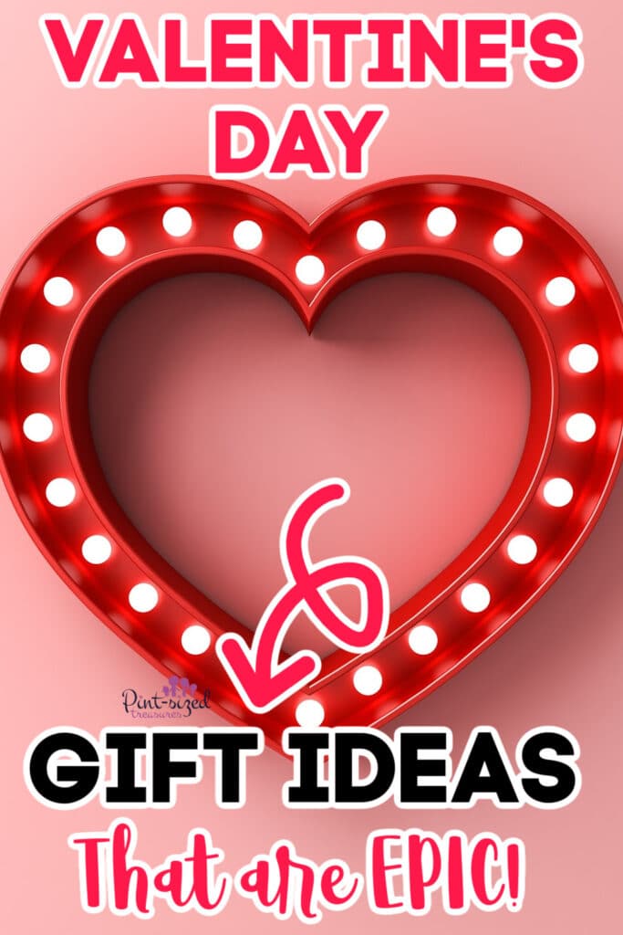 a heart shaped light that says Valentine's Day gift ideas