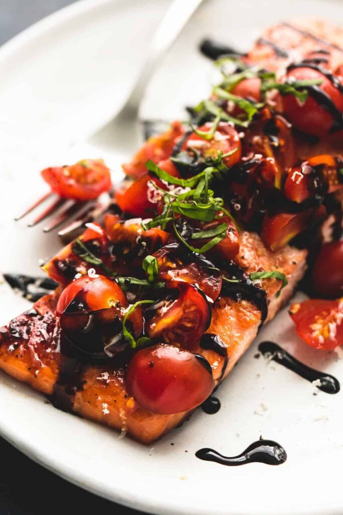 salmon drizzled in balsamic vinegar