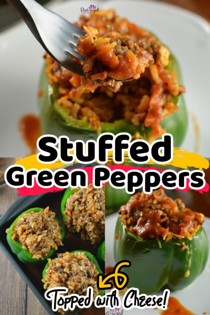 stuffed green peppers getting ready to be served