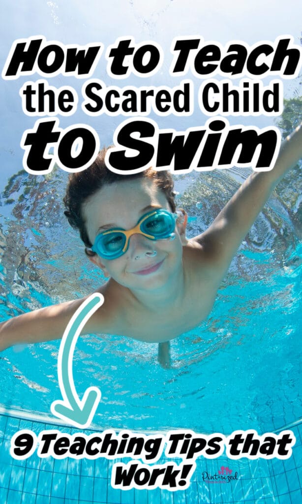 child swimming in pool