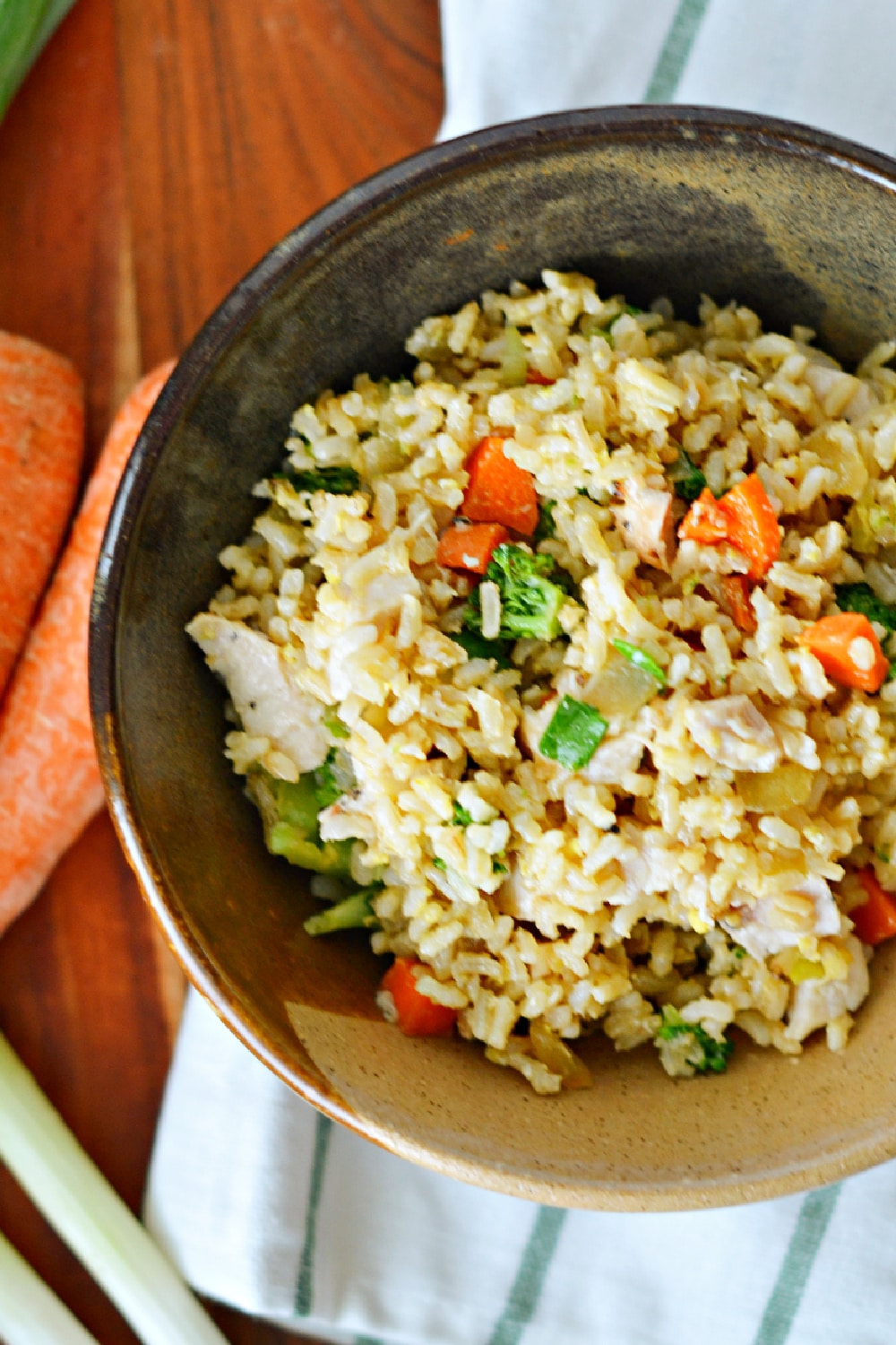easy chicken fried rice recipe in bowl