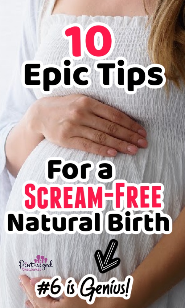 pregnant woman holding her belly preparing for natural birth