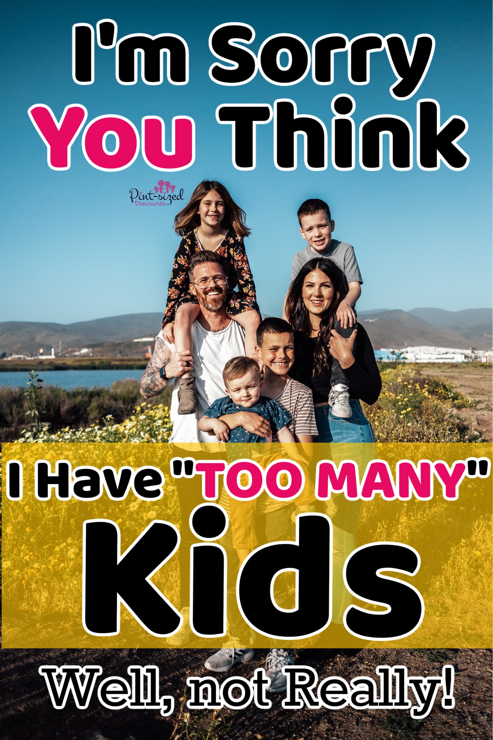 happy family with four children