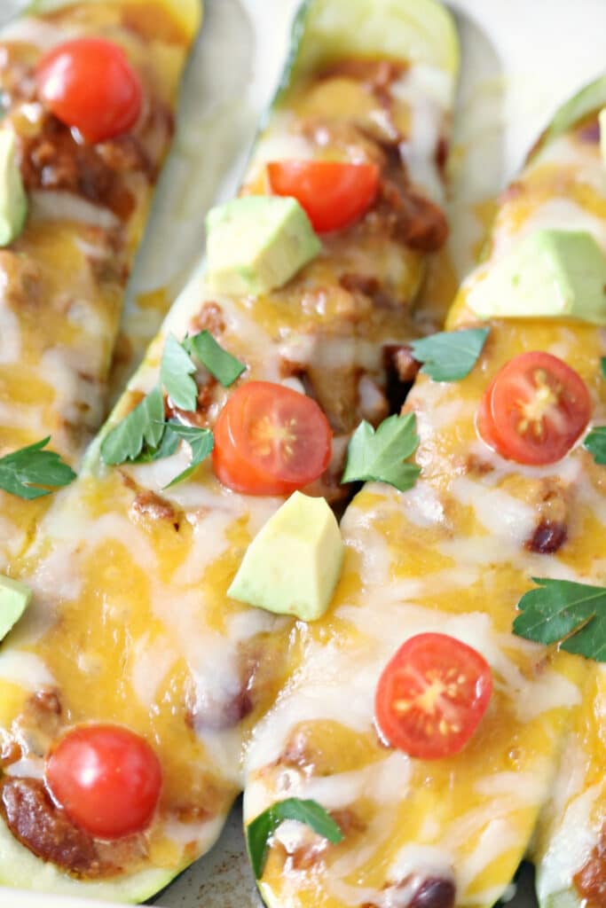 enchilada zucchini boats ready to serve
