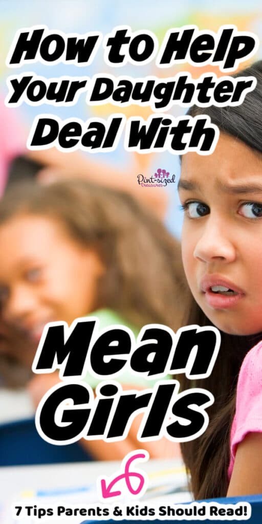 mean girls looking at other girl at school