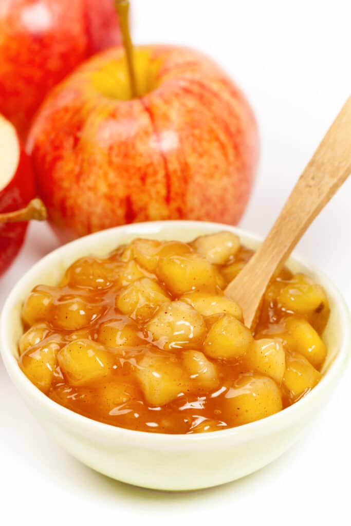 stirring apple sauce mixture for apple turnovers