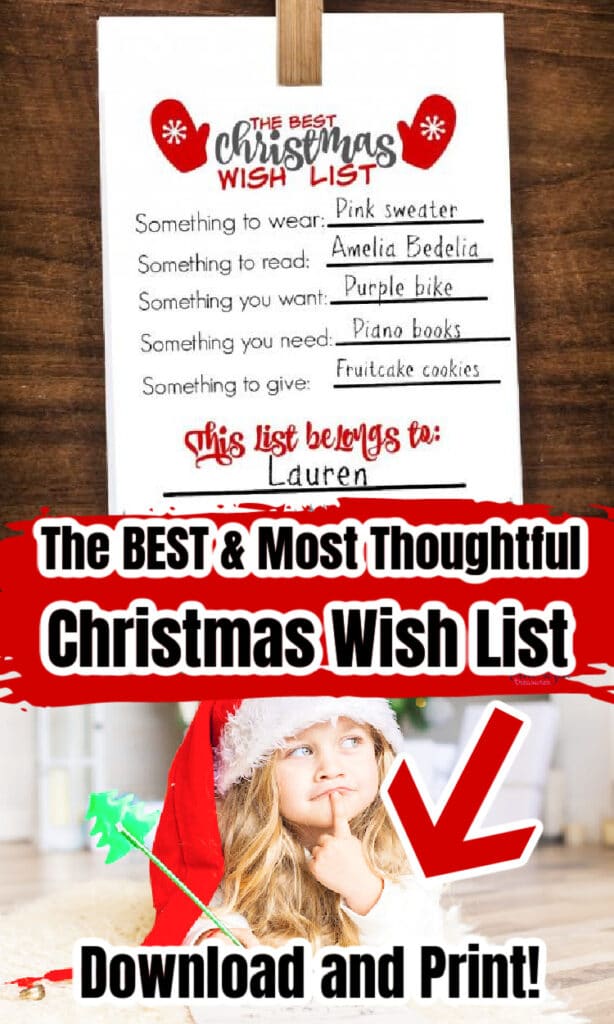 best printable Christmas wish list for kids
