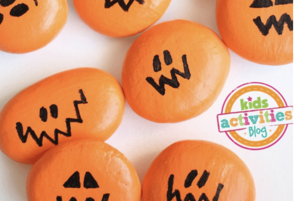 painting rocks for a pumpkin craft