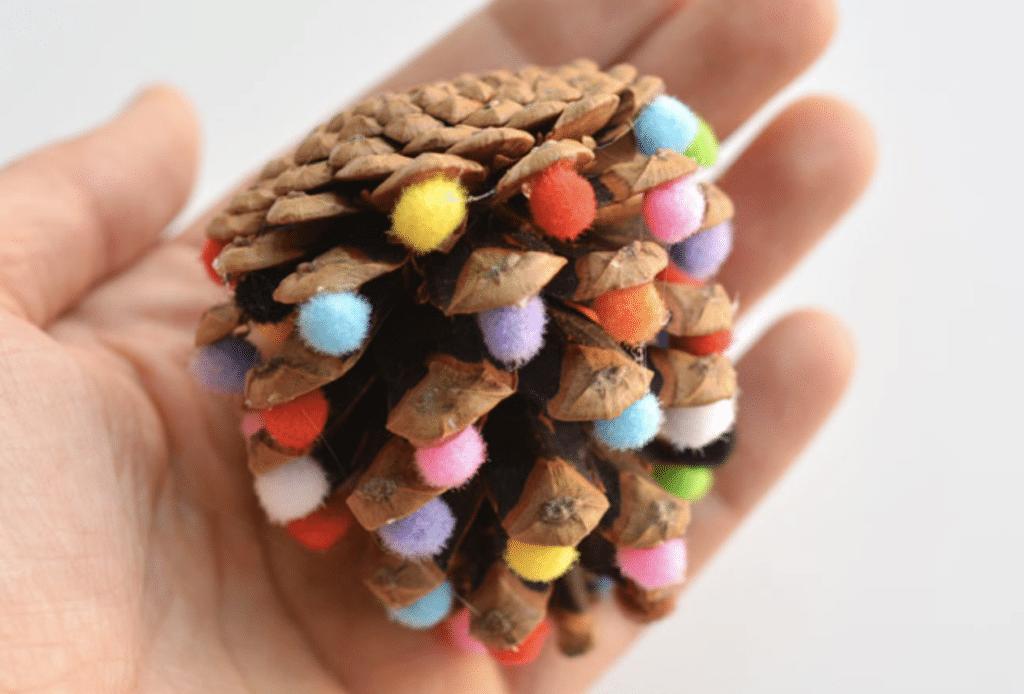 DIY Christmas ornament made form pine cones