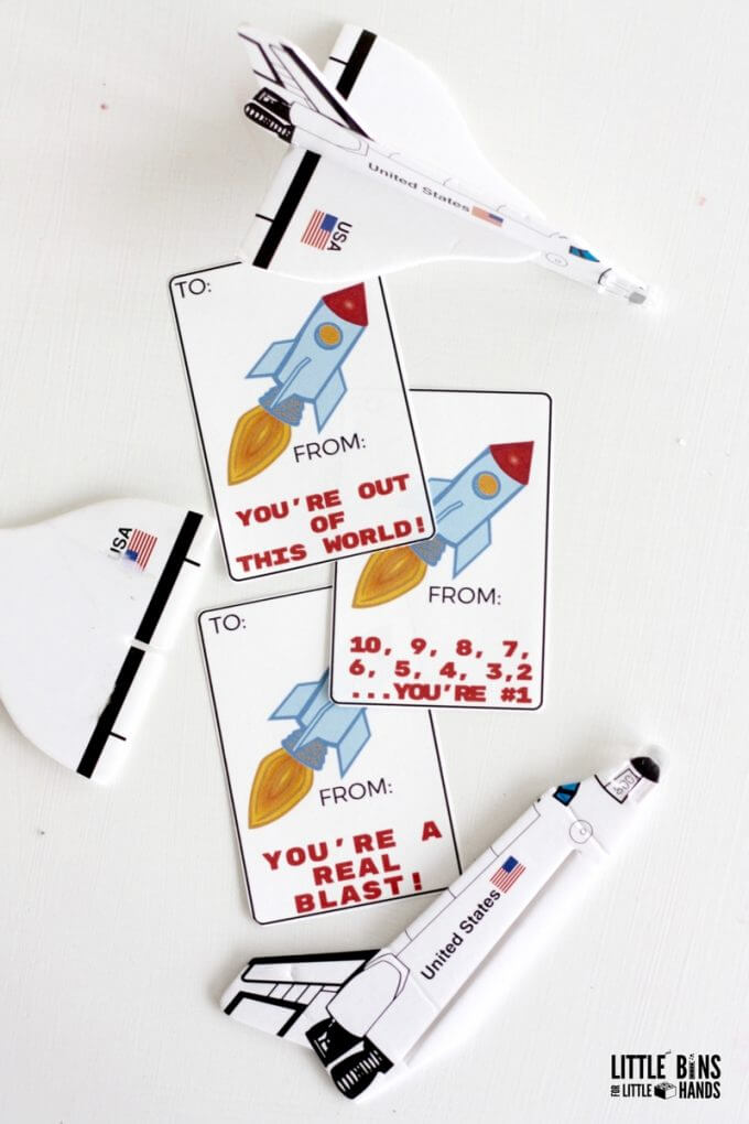 rocket themed valentine's day card idea for school
