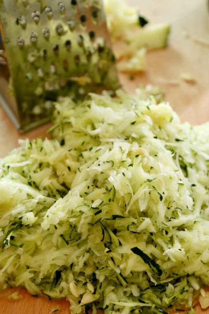 shredded zucchini for zucchini bread