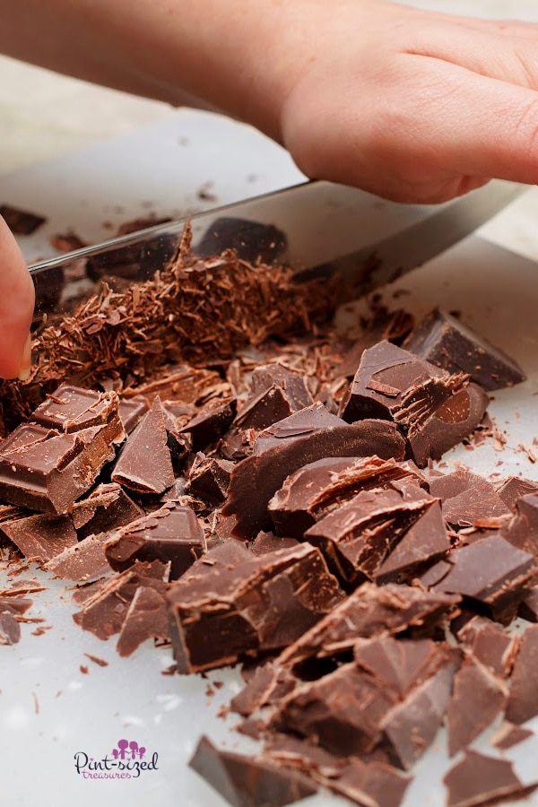 chopping chocolate for truffles