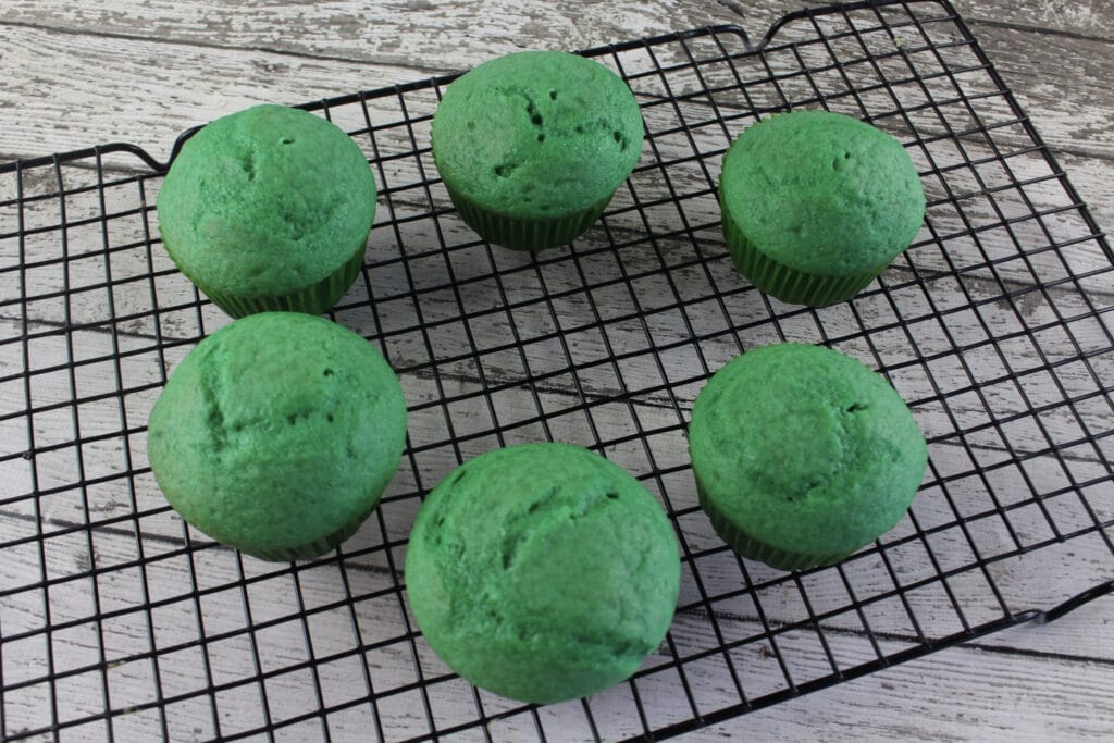 baked, unfrosted watermelon cupcakes