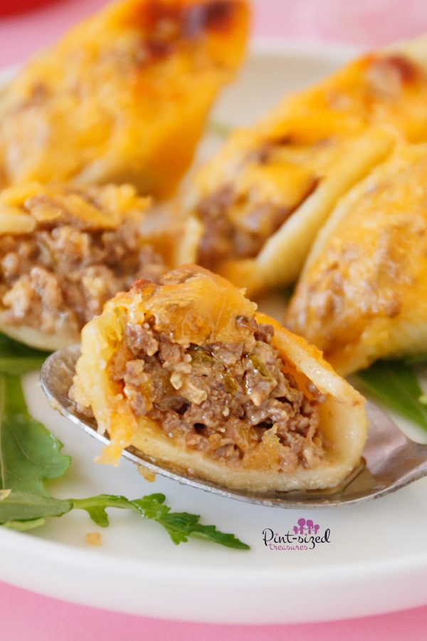 spoonful of cheeseburger shells