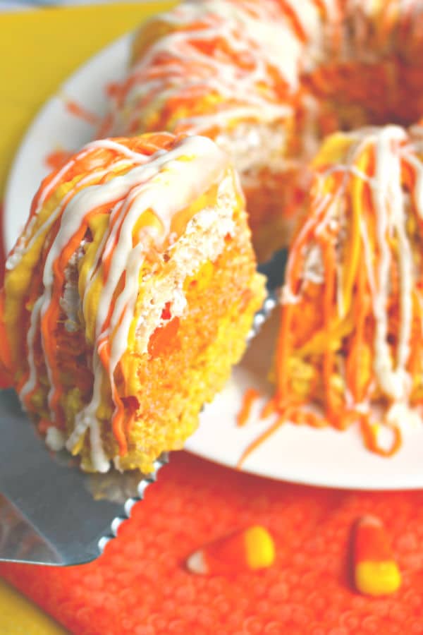 candy corn Rice Krispie bundt cake