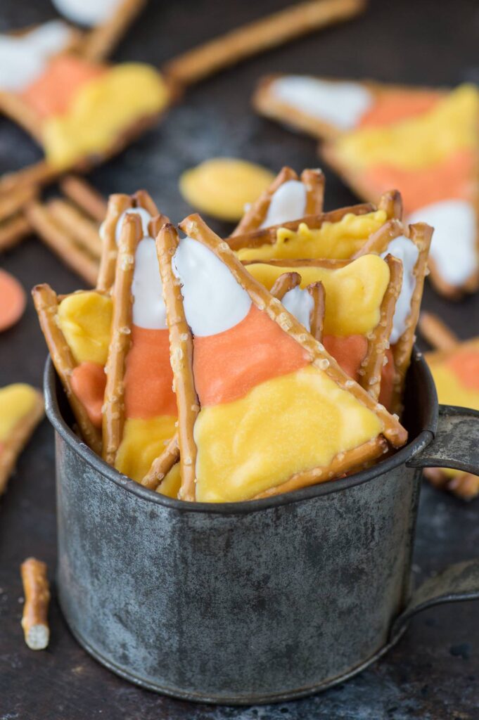 candy corn pretzels