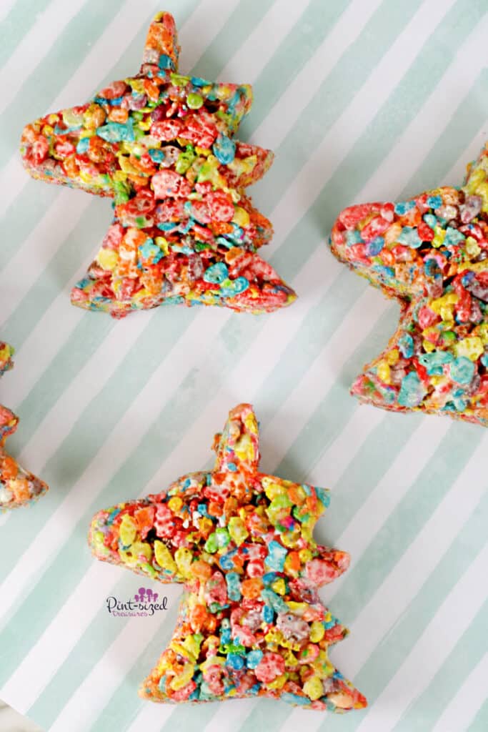 unicorn rice krispie treats on table