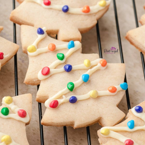 frosted and cooled Christmas tree cookies